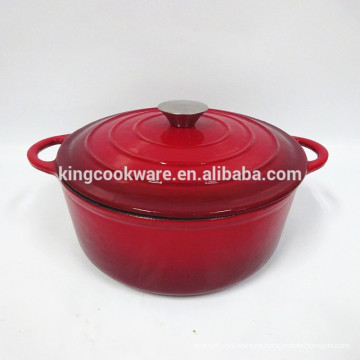 Fábrica al por mayor de 22 cm de esmalte rojo redondo de hierro fundido cocinar olla / cazuela / utensilios de cocina